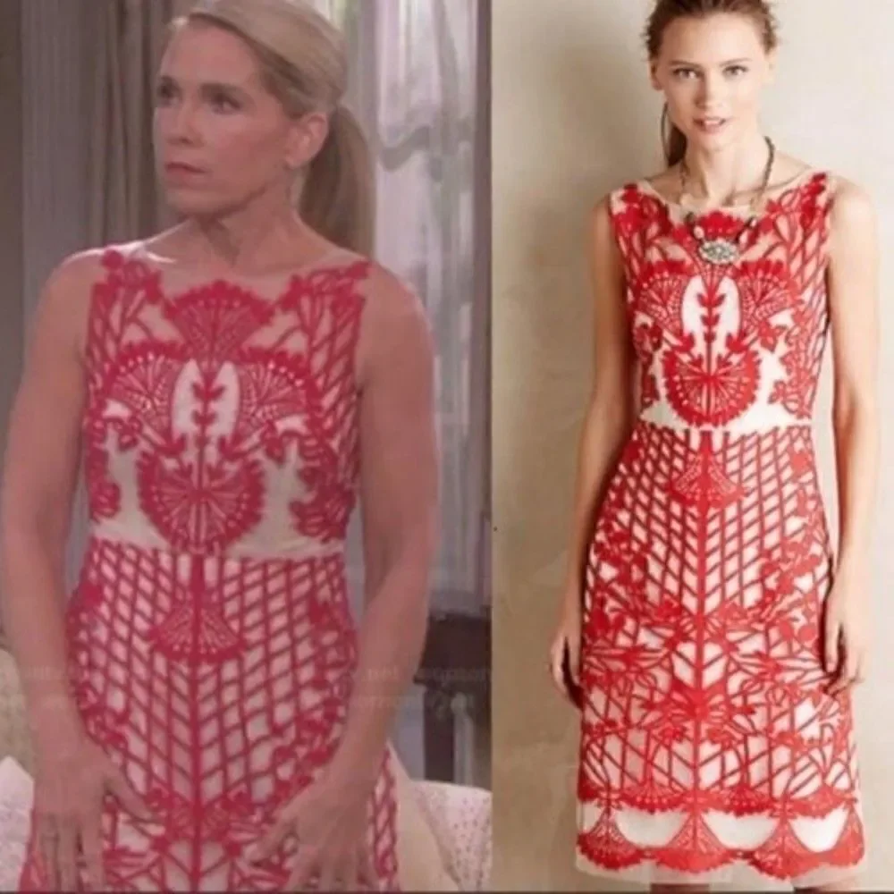 Geisha Designs Dress 2P BoxJ Sugared Ruby Sheath Red Floral print BoxS